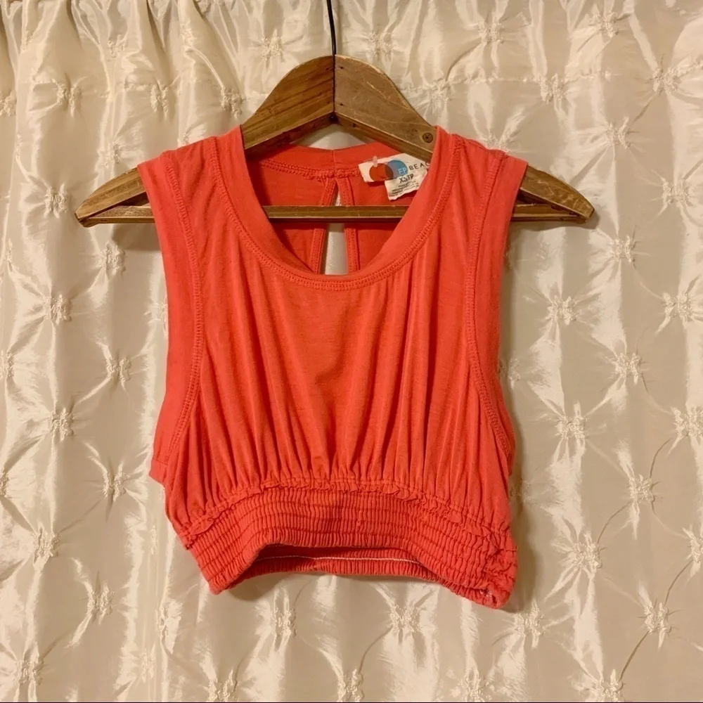 Free People Beach Morningside Crop Tank Top Bright Pink